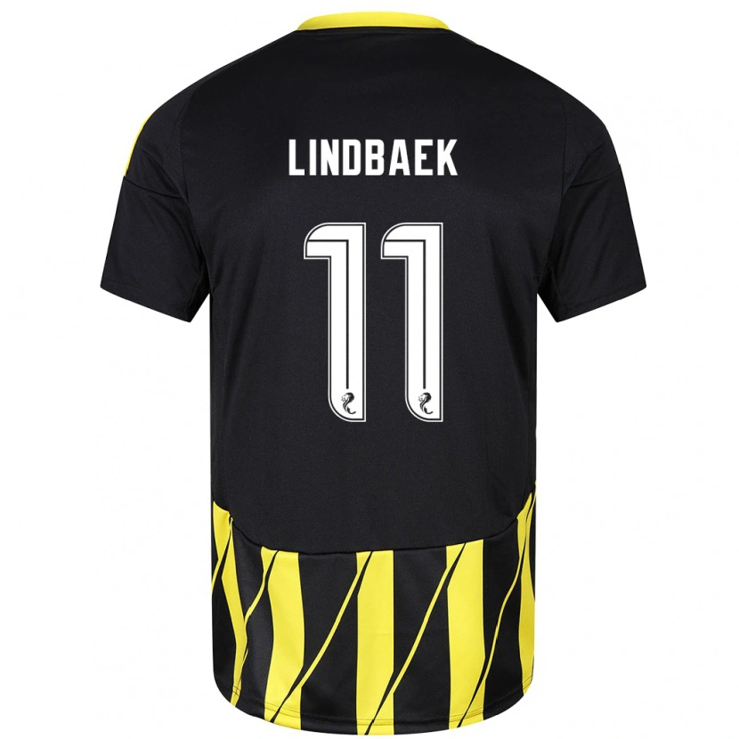 Danxen Dame Adele Lindbaek #11 Svart Gul Bortetrøye Drakt Trøye 2024/25 Skjorter T-Skjorte