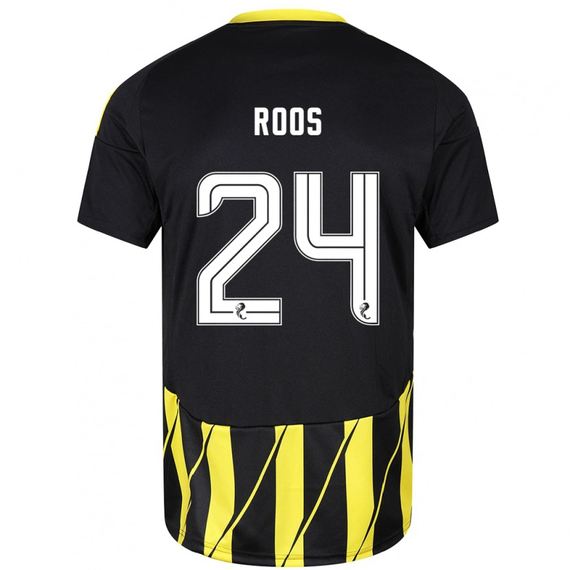 Danxen Dame Kelle Roos #24 Svart Gul Bortetrøye Drakt Trøye 2024/25 Skjorter T-Skjorte