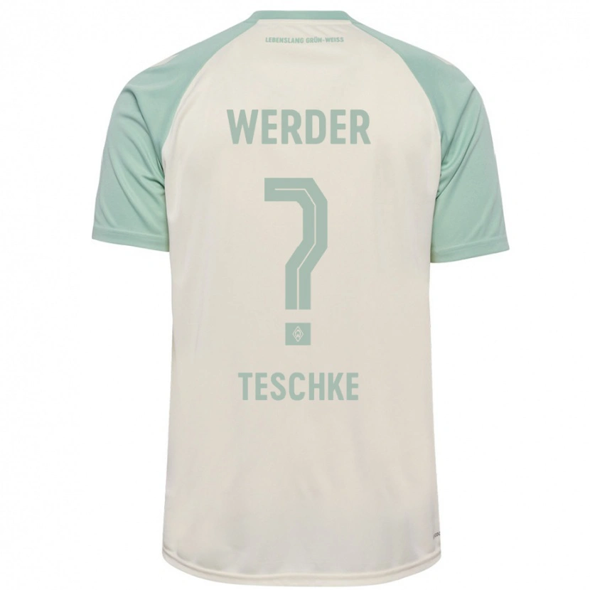 Danxen Dame Tim Teschke #0 Off-White Lysegrønn Bortetrøye Drakt Trøye 2024/25 Skjorter T-Skjorte