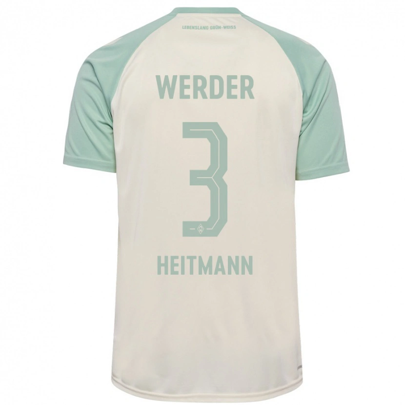 Danxen Dame Mats Heitmann #3 Off-White Lysegrønn Bortetrøye Drakt Trøye 2024/25 Skjorter T-Skjorte