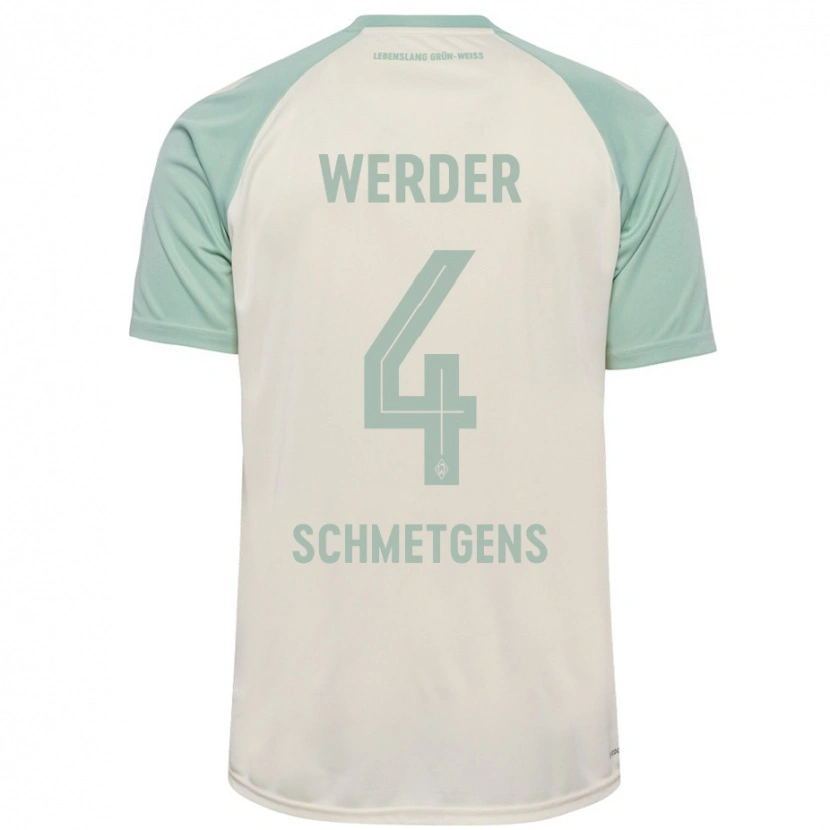 Danxen Dame Mick Schmetgens #4 Off-White Lysegrønn Bortetrøye Drakt Trøye 2024/25 Skjorter T-Skjorte