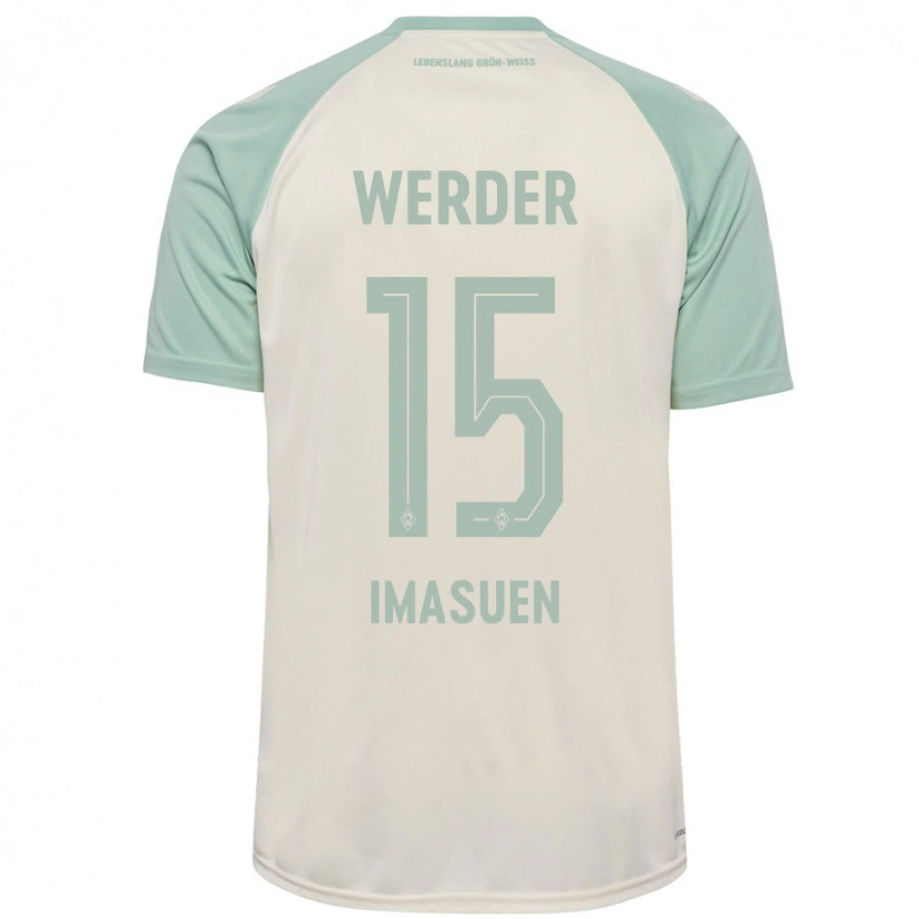 Danxen Dame Joel Imasuen #15 Off-White Lysegrønn Bortetrøye Drakt Trøye 2024/25 Skjorter T-Skjorte