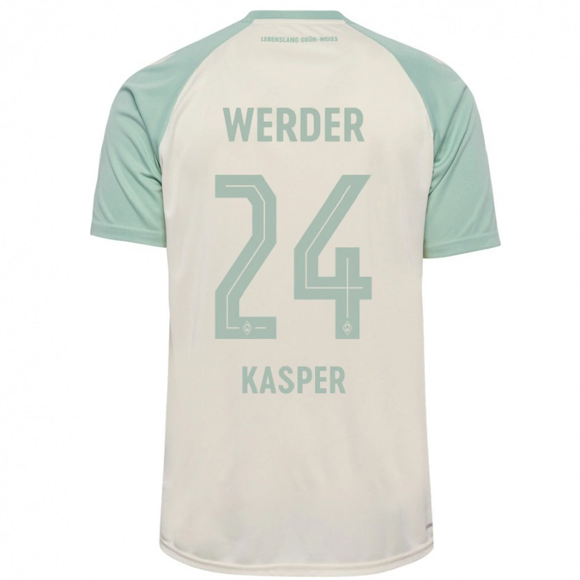 Danxen Dame Dominik Kasper #24 Off-White Lysegrønn Bortetrøye Drakt Trøye 2024/25 Skjorter T-Skjorte