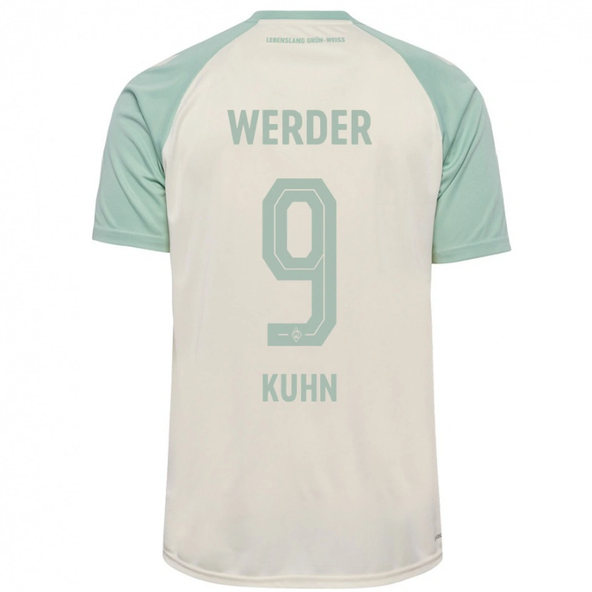 Danxen Dame Philipp Kühn #9 Off-White Lysegrønn Bortetrøye Drakt Trøye 2024/25 Skjorter T-Skjorte