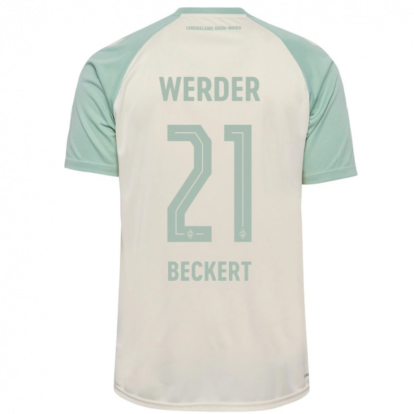 Danxen Dame Jonathan Beckert #21 Off-White Lysegrønn Bortetrøye Drakt Trøye 2024/25 Skjorter T-Skjorte