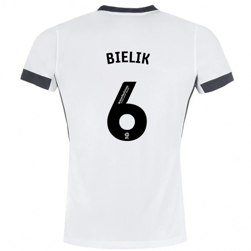 Danxen Dame Krystian Bielik #6 Hvit Svart Bortetrøye Drakt Trøye 2024/25 Skjorter T-Skjorte