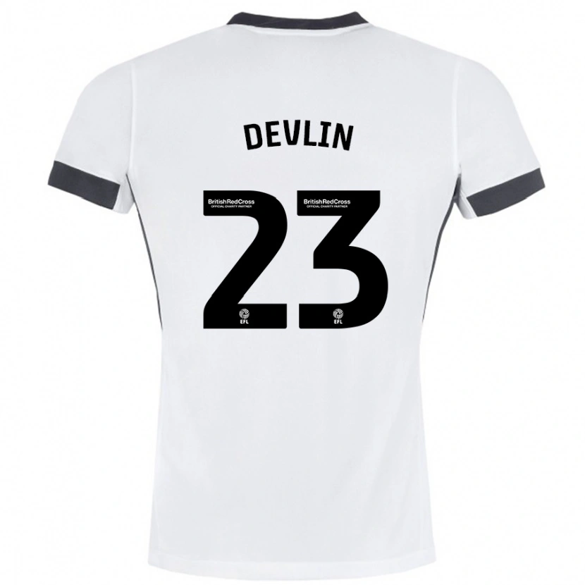 Danxen Dame Charlie Devlin #23 Hvit Svart Bortetrøye Drakt Trøye 2024/25 Skjorter T-Skjorte