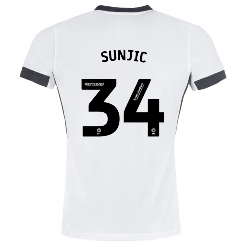 Danxen Dame Ivan Sunjic #34 Hvit Svart Bortetrøye Drakt Trøye 2024/25 Skjorter T-Skjorte