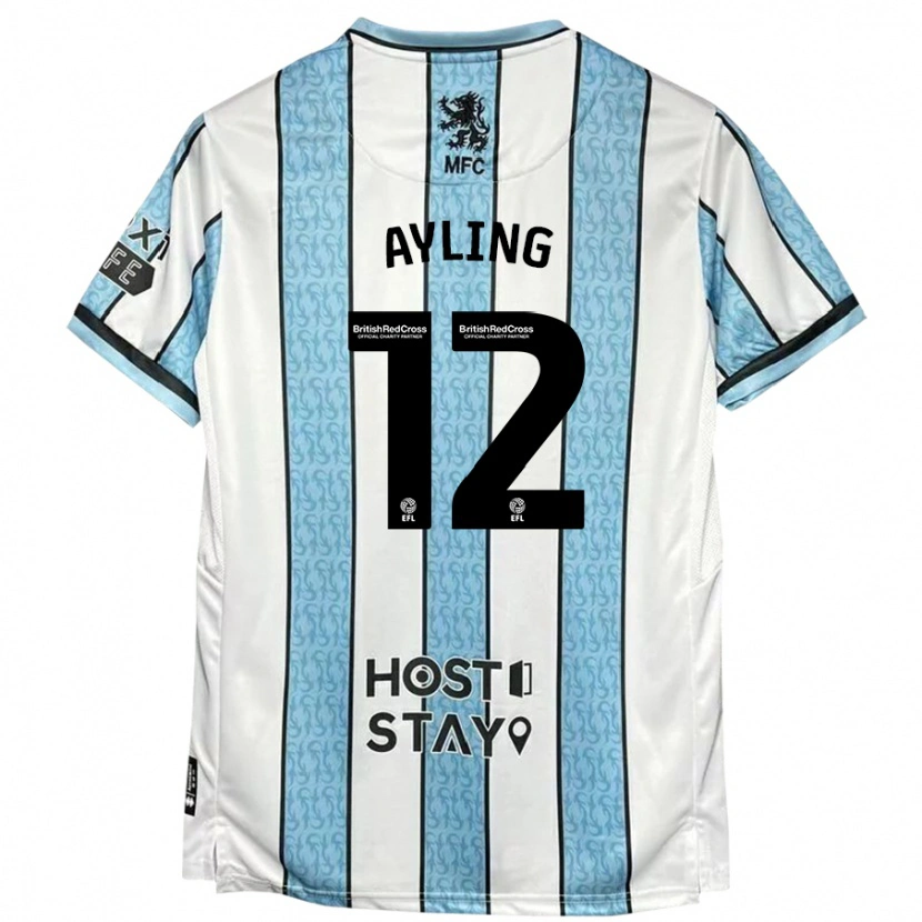 Danxen Dame Luke Ayling #12 Hvit Blå Bortetrøye Drakt Trøye 2024/25 Skjorter T-Skjorte