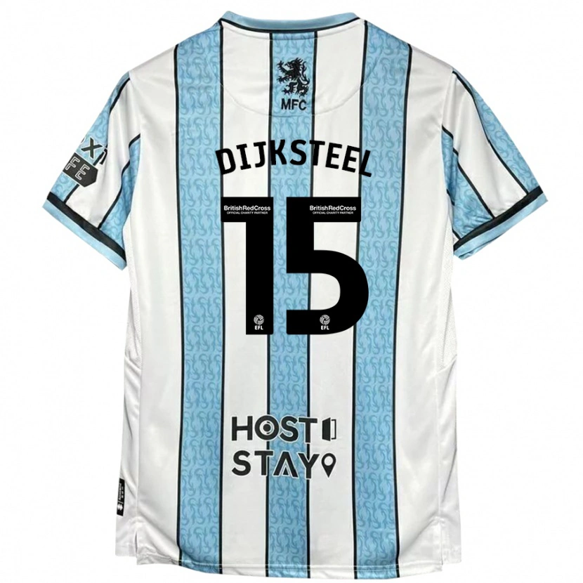 Danxen Dame Anfernee Dijksteel #15 Hvit Blå Bortetrøye Drakt Trøye 2024/25 Skjorter T-Skjorte