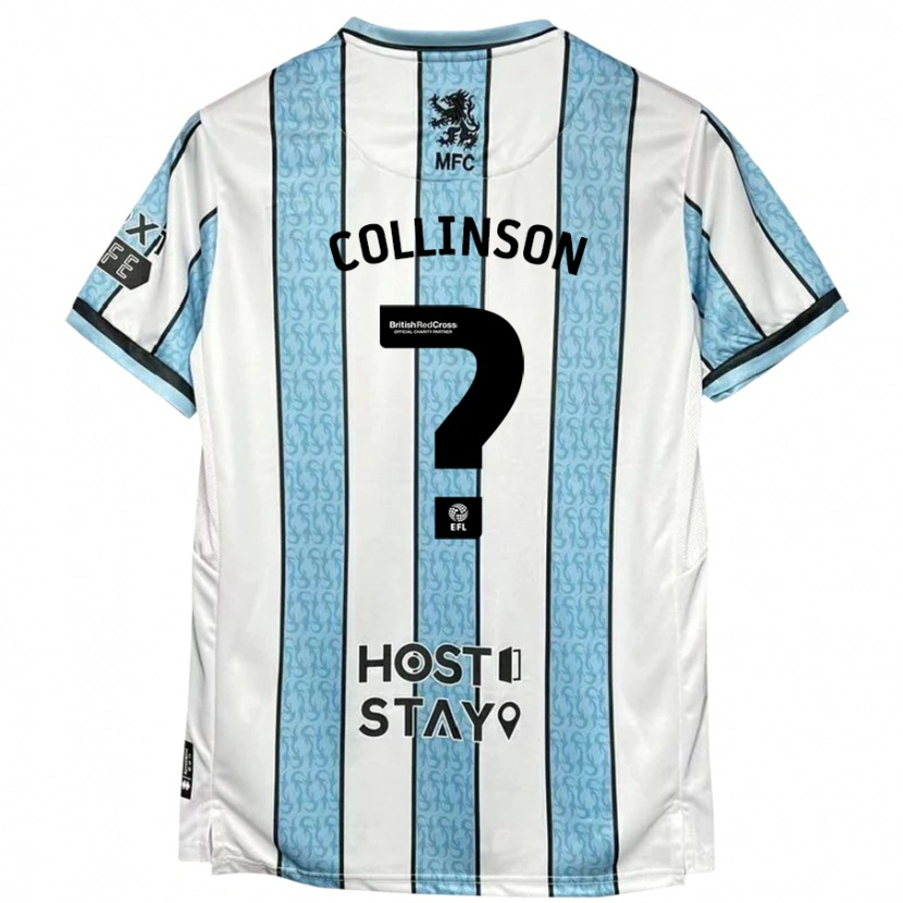 Danxen Dame Isaac Collinson #0 Hvit Blå Bortetrøye Drakt Trøye 2024/25 Skjorter T-Skjorte