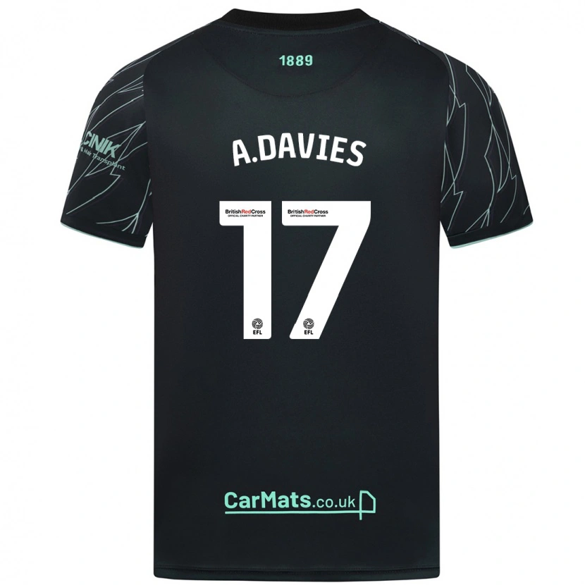 Danxen Dame Adam Davies #17 Svart Grønn Bortetrøye Drakt Trøye 2024/25 Skjorter T-Skjorte