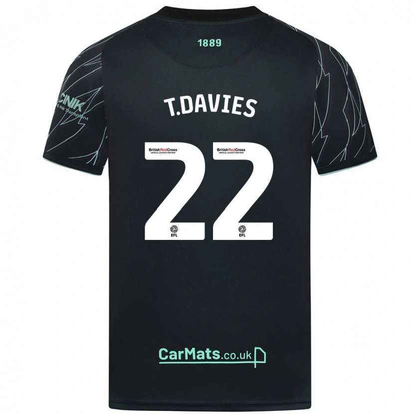 Danxen Dame Tom Davies #22 Svart Grønn Bortetrøye Drakt Trøye 2024/25 Skjorter T-Skjorte