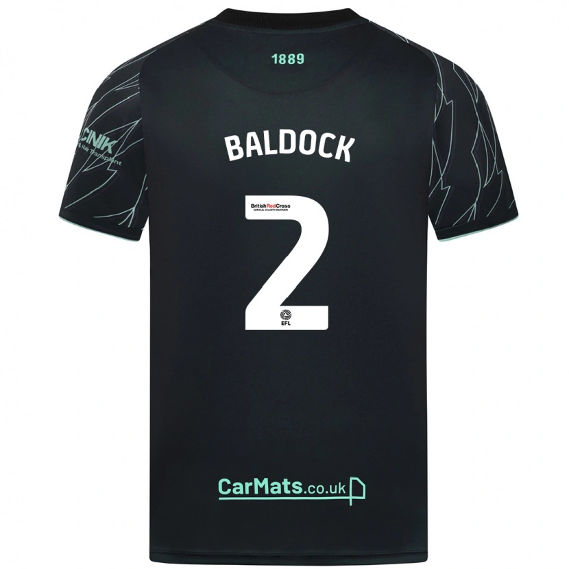 Danxen Dame George Baldock #2 Svart Grønn Bortetrøye Drakt Trøye 2024/25 Skjorter T-Skjorte