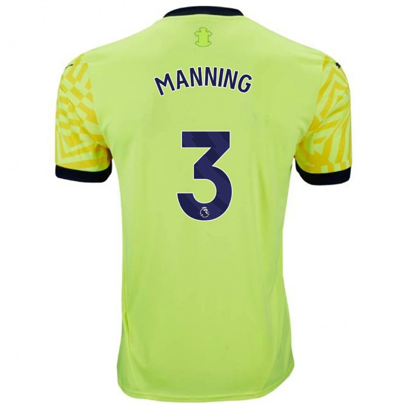 Danxen Dame Ryan Manning #3 Gul Bortetrøye Drakt Trøye 2024/25 Skjorter T-Skjorte