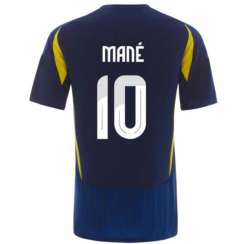 Danxen Dame Sadio Mané #10 Blå Gul Bortetrøye Drakt Trøye 2024/25 Skjorter T-Skjorte