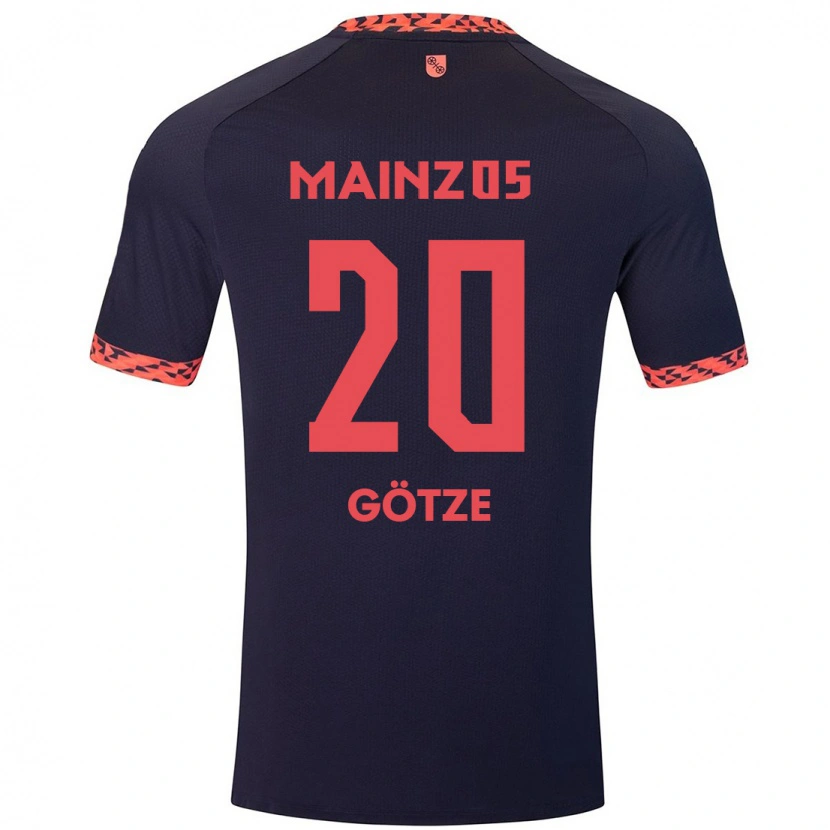 Danxen Dame Justus Götze #20 Blå Korallrød Bortetrøye Drakt Trøye 2024/25 Skjorter T-Skjorte