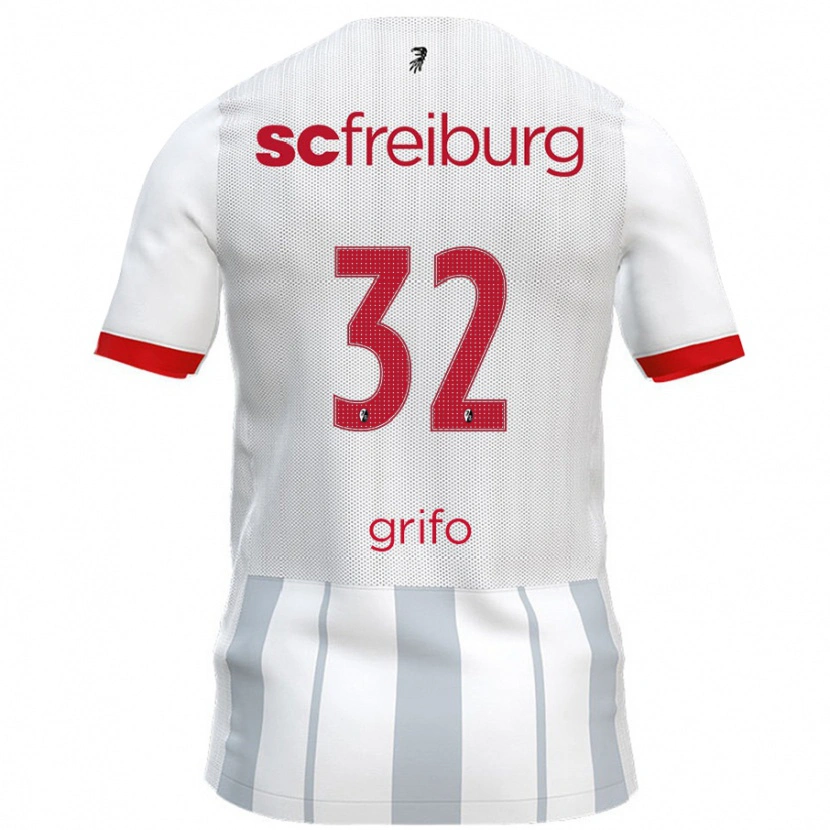 Danxen Dame Vincenzo Grifo #32 Hvit Grå Bortetrøye Drakt Trøye 2024/25 Skjorter T-Skjorte