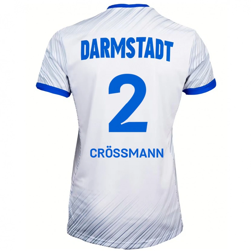 Danxen Dame Elias Crößmann #2 Hvit Blå Bortetrøye Drakt Trøye 2024/25 Skjorter T-Skjorte