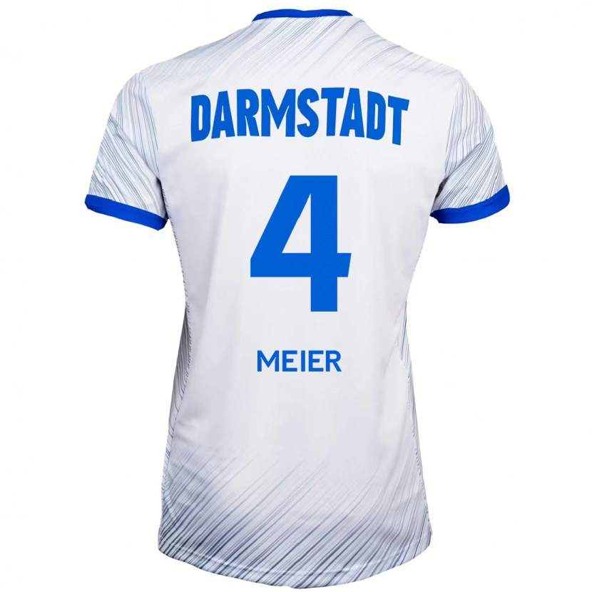Danxen Dame Mark Meier #4 Hvit Blå Bortetrøye Drakt Trøye 2024/25 Skjorter T-Skjorte