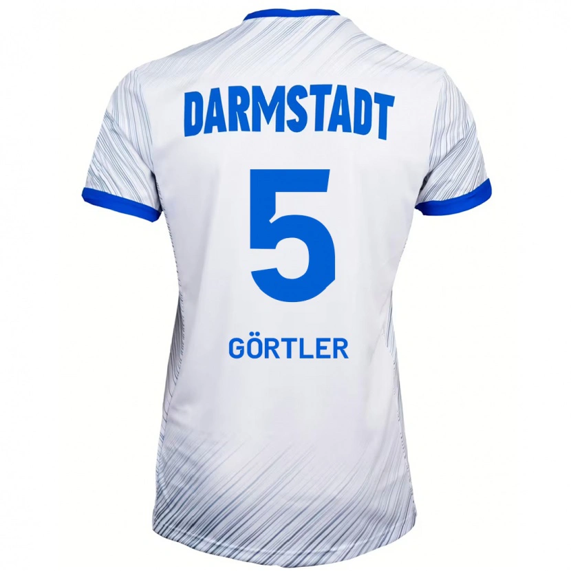 Danxen Dame Bastian Görtler #5 Hvit Blå Bortetrøye Drakt Trøye 2024/25 Skjorter T-Skjorte