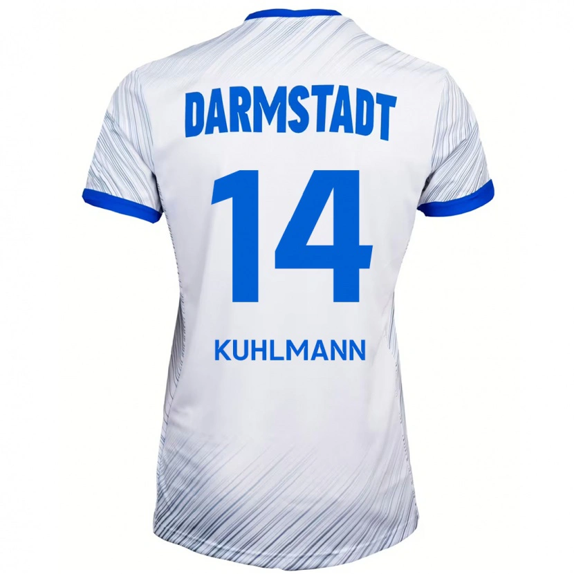 Danxen Dame Marcel Kuhlmann #14 Hvit Blå Bortetrøye Drakt Trøye 2024/25 Skjorter T-Skjorte