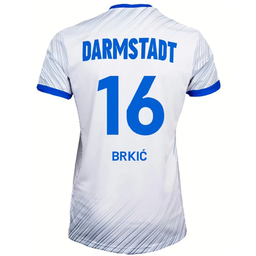 Danxen Dame Amar Brkić #16 Hvit Blå Bortetrøye Drakt Trøye 2024/25 Skjorter T-Skjorte