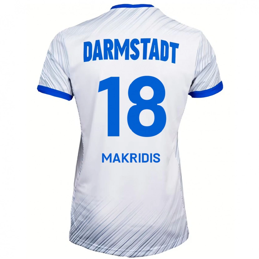 Danxen Dame Georgios Makridis #18 Hvit Blå Bortetrøye Drakt Trøye 2024/25 Skjorter T-Skjorte