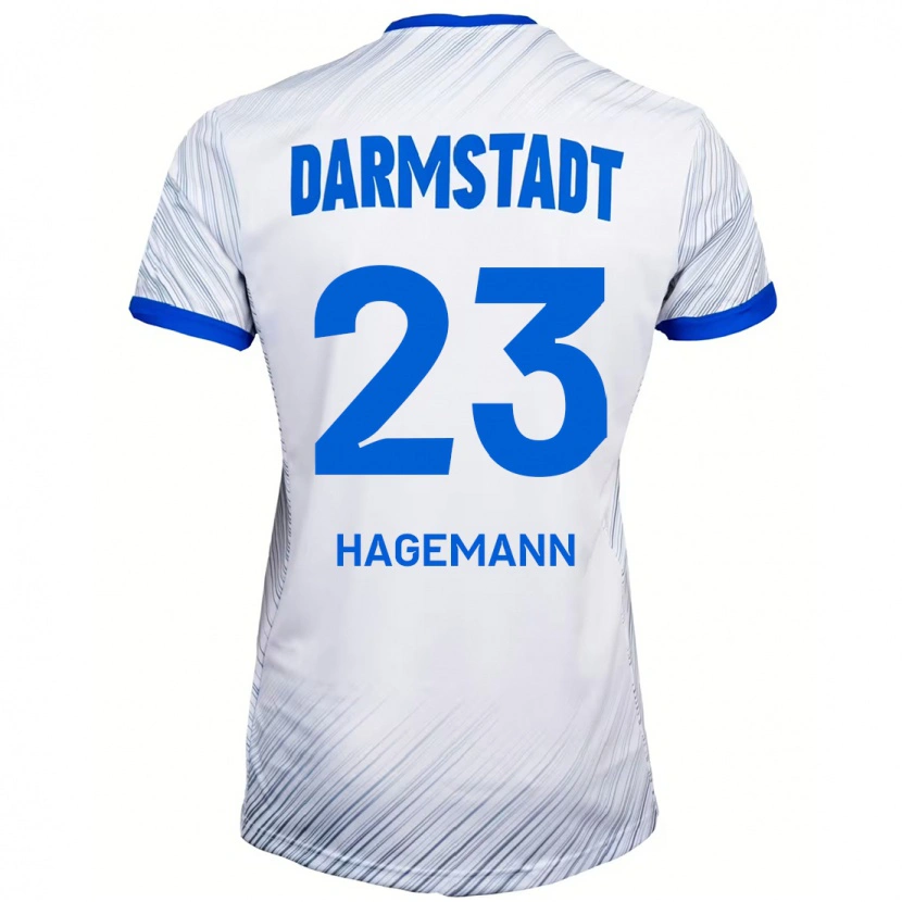 Danxen Dame Emil Hagemann #23 Hvit Blå Bortetrøye Drakt Trøye 2024/25 Skjorter T-Skjorte