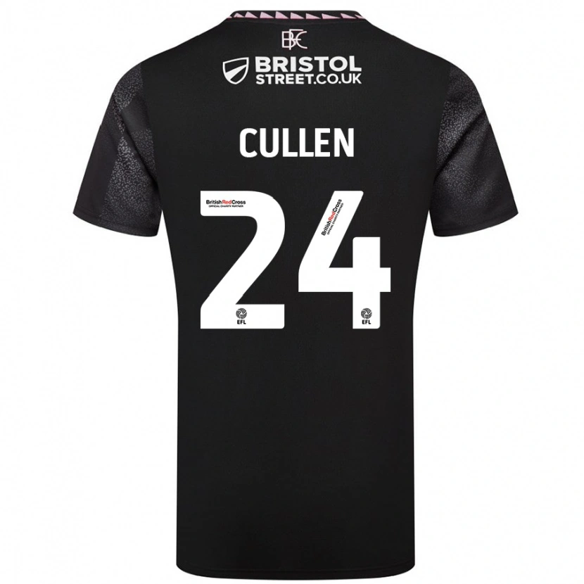 Danxen Dame Josh Cullen #24 Svart Bortetrøye Drakt Trøye 2024/25 Skjorter T-Skjorte