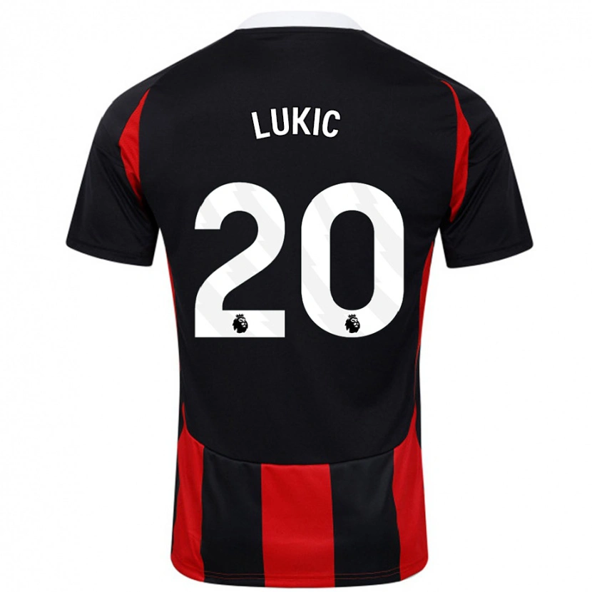 Danxen Dame Saša Lukić #20 Svart Rød Bortetrøye Drakt Trøye 2024/25 Skjorter T-Skjorte