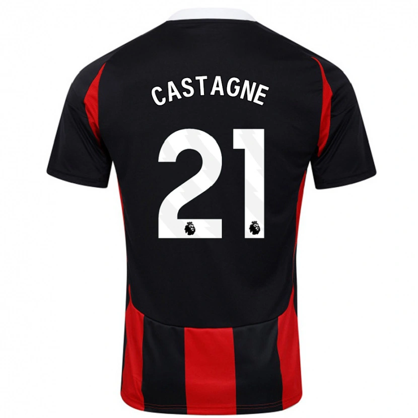 Danxen Dame Timothy Castagne #21 Svart Rød Bortetrøye Drakt Trøye 2024/25 Skjorter T-Skjorte