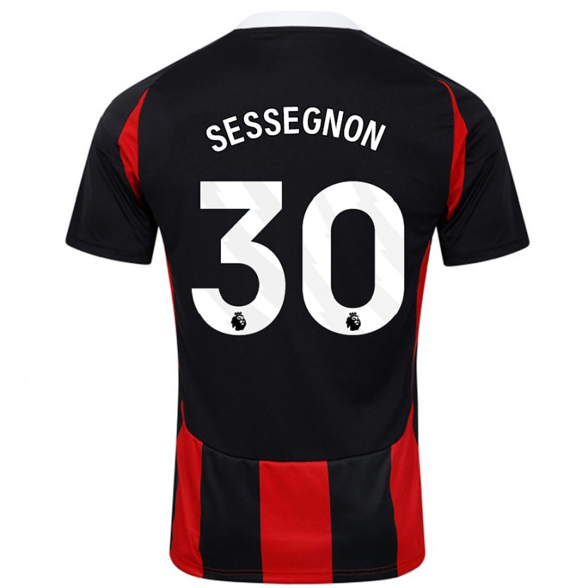 Danxen Dame Ryan Sessegnon #30 Svart Rød Bortetrøye Drakt Trøye 2024/25 Skjorter T-Skjorte