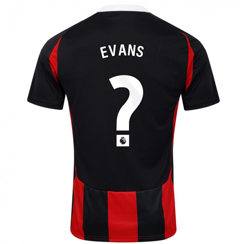 Danxen Dame Aidan Evans #0 Svart Rød Bortetrøye Drakt Trøye 2024/25 Skjorter T-Skjorte