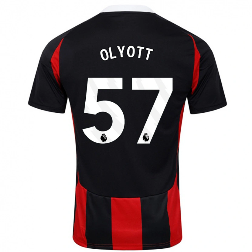 Danxen Dame Tom Olyott #57 Svart Rød Bortetrøye Drakt Trøye 2024/25 Skjorter T-Skjorte