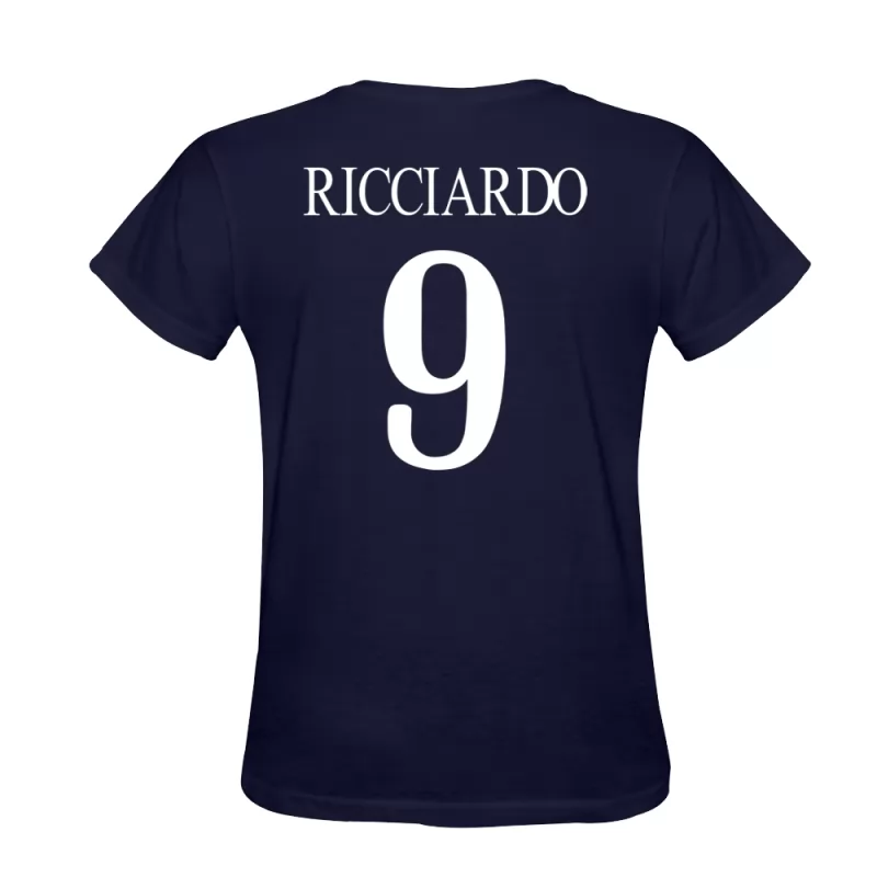 Mann Giovanni Ricciardo #9 Mørkeblå Drakt T-skjorte Design Trøye Skjorter