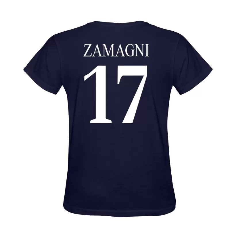 Mann Andrea Zamagni #17 Mørkeblå Drakt T-skjorte Design Trøye Skjorter