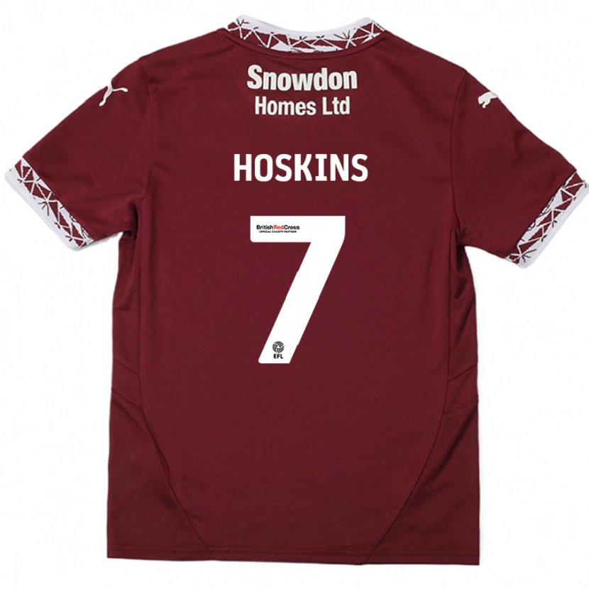 Danxen Barn Sam Hoskins #7 Burgund Hjemmetrøye Drakt Trøye 2024/25 Skjorter T-Skjorte