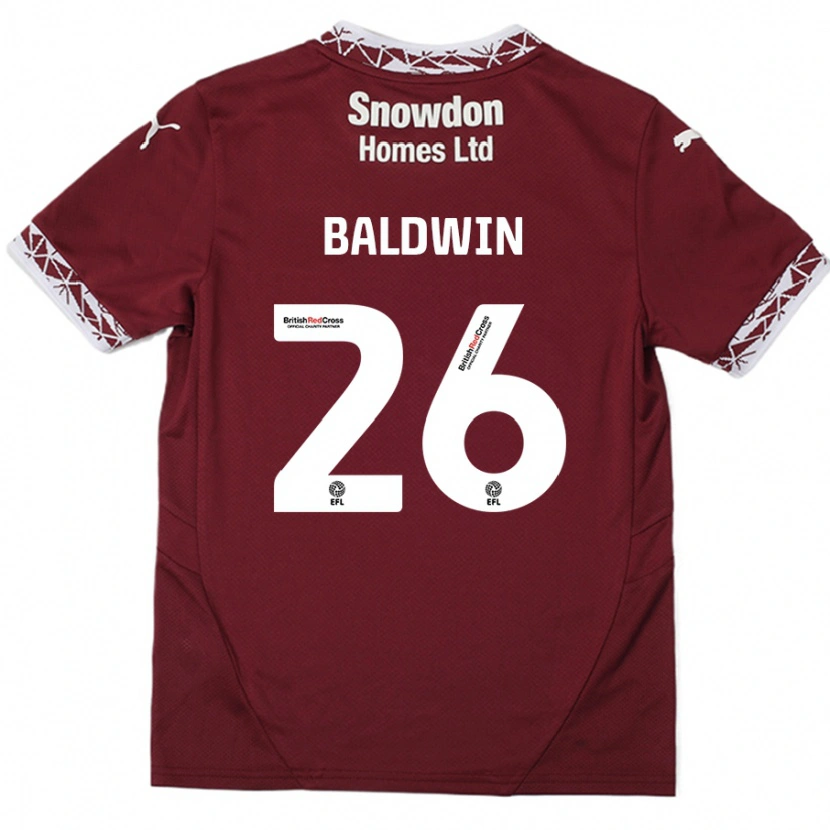 Danxen Barn Jack Baldwin #26 Burgund Hjemmetrøye Drakt Trøye 2024/25 Skjorter T-Skjorte