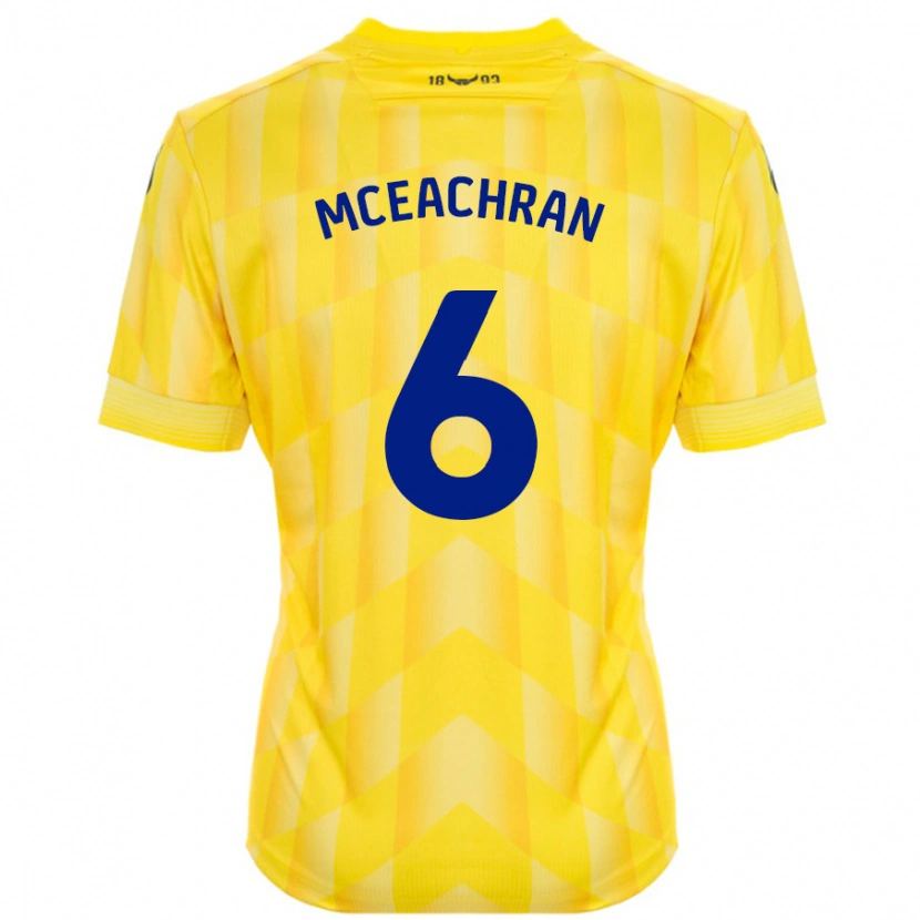 Danxen Barn Josh Mceachran #6 Gul Hjemmetrøye Drakt Trøye 2024/25 Skjorter T-Skjorte