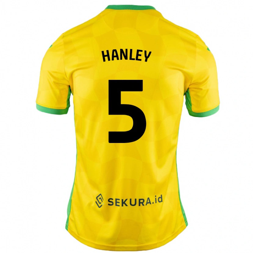 Danxen Barn Grant Hanley #5 Gul Grønn Hjemmetrøye Drakt Trøye 2024/25 Skjorter T-Skjorte