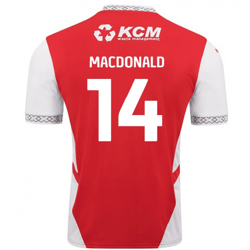 Danxen Barn Alex Macdonald #14 Rød Hvit Hjemmetrøye Drakt Trøye 2024/25 Skjorter T-Skjorte