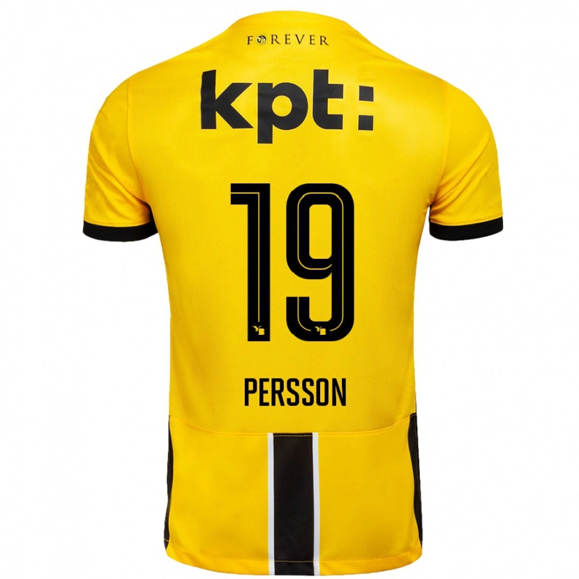 Danxen Barn Noah Persson #19 Gul Svart Hjemmetrøye Drakt Trøye 2024/25 Skjorter T-Skjorte