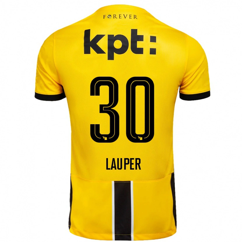 Danxen Barn Sandro Lauper #30 Gul Svart Hjemmetrøye Drakt Trøye 2024/25 Skjorter T-Skjorte