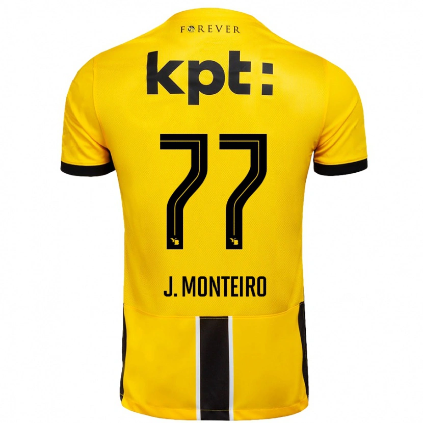 Danxen Barn Joël Monteiro #77 Gul Svart Hjemmetrøye Drakt Trøye 2024/25 Skjorter T-Skjorte