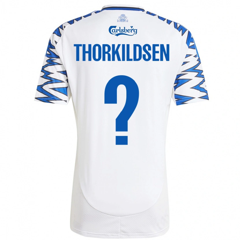 Danxen Barn Elias Thorkildsen #0 Hvit Himmelblå Hjemmetrøye Drakt Trøye 2024/25 Skjorter T-Skjorte