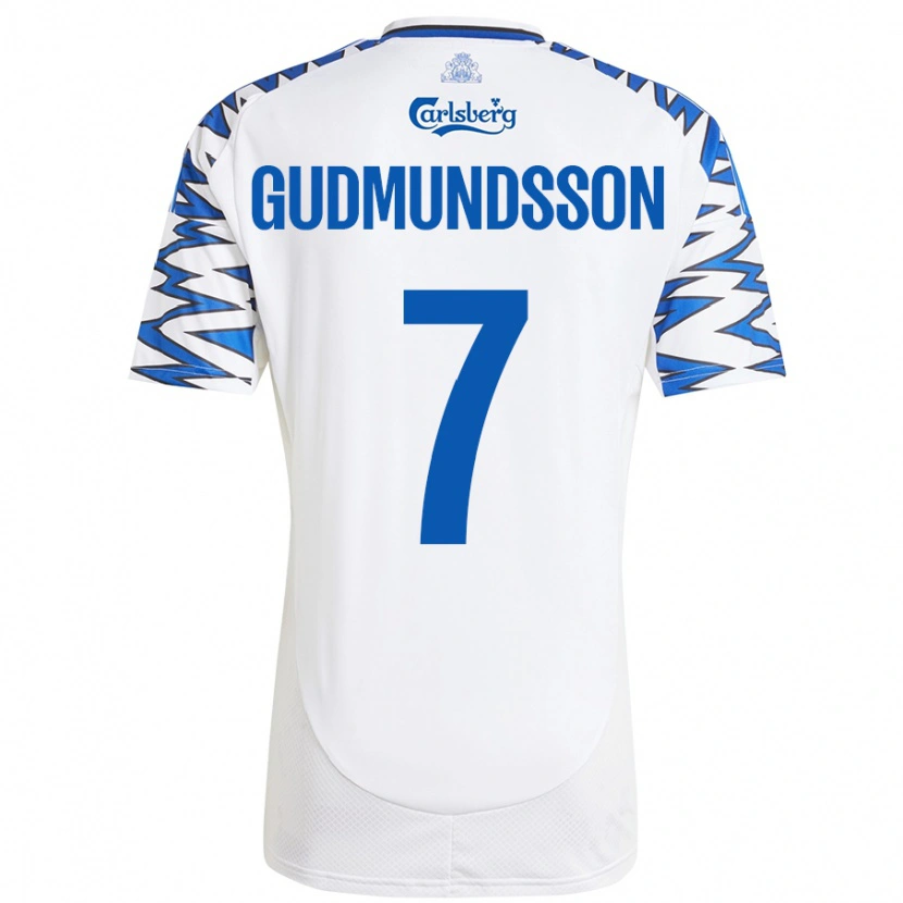 Danxen Barn Galdur Gudmundsson #7 Hvit Himmelblå Hjemmetrøye Drakt Trøye 2024/25 Skjorter T-Skjorte