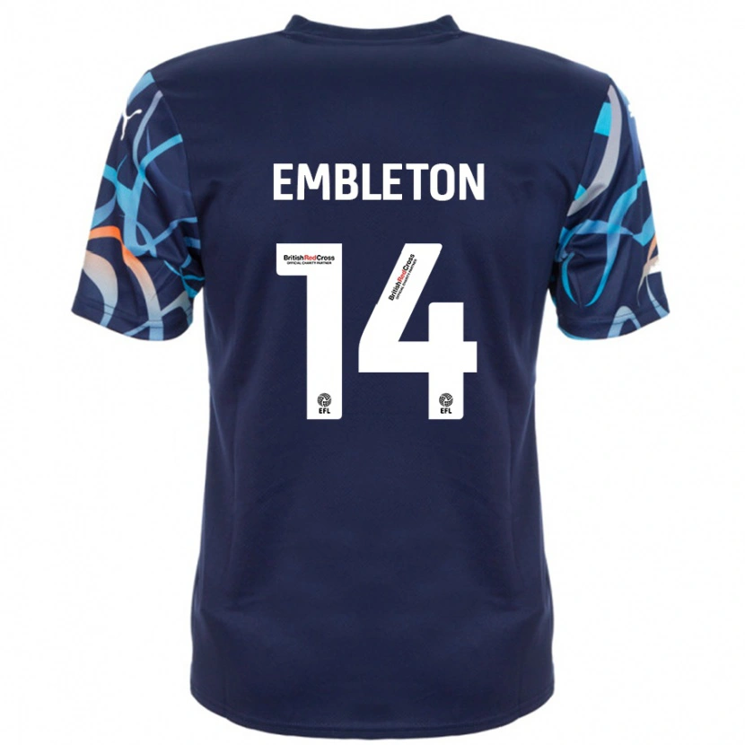 Danxen Barn Elliot Embleton #14 Marineblå Bortetrøye Drakt Trøye 2024/25 Skjorter T-Skjorte