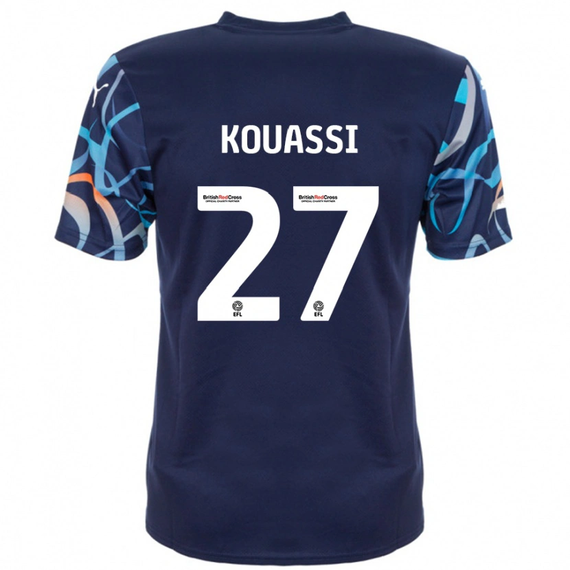Danxen Barn Kylian Kouassi #27 Marineblå Bortetrøye Drakt Trøye 2024/25 Skjorter T-Skjorte