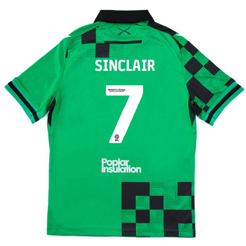 Danxen Barn Scott Sinclair #7 Grønn Svart Bortetrøye Drakt Trøye 2024/25 Skjorter T-Skjorte